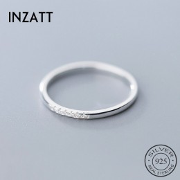 INZATT prawdziwe 925 ze srebra wysokiej próby z cyrkonią okrągły geometryczny pierścień dla kobiet mody śliczne Fine Jewelry 201