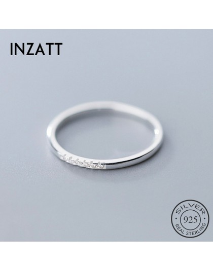 INZATT prawdziwe 925 ze srebra wysokiej próby z cyrkonią okrągły geometryczny pierścień dla kobiet mody śliczne Fine Jewelry 201
