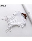Aproms Sexy V z wycięciem pod szyją podkoszulki damskie sznurkiem związywane z przodu Camis cukierkowe kolory Streetwear Slim Fi