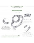 BAMOER 100% oryginalna 925 Sterling Silver Forever wyraźna czerń CZ koło okrągłe pierścienie dla kobiet biżuteria Christmas Gift