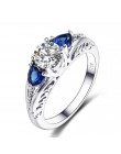 Bague Ringen Classic 100% 925 Sterling Silver Sapphire Gemstone obrączki ślubne dla kobiet biżuterii prezent hurtownie