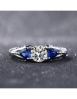 Bague Ringen Classic 100% 925 Sterling Silver Sapphire Gemstone obrączki ślubne dla kobiet biżuterii prezent hurtownie