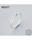INZATT autentyczne 925 srebro słodkie pióro osobowości regulowany pierścień Fine Jewelry dla kobiet Party eleganckie akcesoria