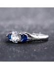 Bague Ringen Classic 100% 925 Sterling Silver Sapphire Gemstone obrączki ślubne dla kobiet biżuterii prezent hurtownie