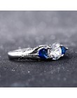 Bague Ringen Classic 100% 925 Sterling Silver Sapphire Gemstone obrączki ślubne dla kobiet biżuterii prezent hurtownie