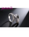 2 sztuk/partia kobiet krystaliczne białe okrągłe zestaw pierścieni luksusowe 925 srebrny pierścionek zaręczynowy dla kobiet Ladi