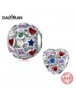 DALARAN Diy Charm srebro 925 ażurowy kolorowy koralik na oryginalną bransoletkę Pandora Charms autentyczna biżuteria damska