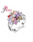 Dziewczyny błyszczące biżuteryjne akcesoria Finger moda 925 Sterling Silver Colorized kształt kwiatu pierścienie hurtownie