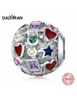 DALARAN Diy Charm srebro 925 ażurowy kolorowy koralik na oryginalną bransoletkę Pandora Charms autentyczna biżuteria damska