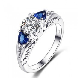 Bague Ringen Classic 100% 925 Sterling Silver Sapphire Gemstone obrączki ślubne dla kobiet biżuterii prezent hurtownie