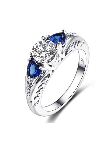 Bague Ringen Classic 100% 925 Sterling Silver Sapphire Gemstone obrączki ślubne dla kobiet biżuterii prezent hurtownie