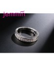 2 sztuk/partia kobiet krystaliczne białe okrągłe zestaw pierścieni luksusowe 925 srebrny pierścionek zaręczynowy dla kobiet Ladi