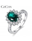 CZCITY księżna diana William Kate Sapphire Emerald Ruby pierścienie z kamieniami szlachetnymi dla kobiet biżuteria zaręczynowa ś