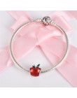DALARAN srebro urok 925 czerwona emalia jabłko koraliki Fit Pandora Charm bransoletki dla kobiet tworzenia biżuterii prezenty św
