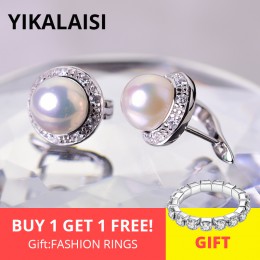 YIKALAISI 925 Sterling Silver biżuteria Pearl kolczyki 2019 Fine biżuteria-naturalne perły 8-9mm stadniny kolczyki dla kobiet sp