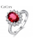 CZCITY księżna diana William Kate Sapphire Emerald Ruby pierścienie z kamieniami szlachetnymi dla kobiet biżuteria zaręczynowa ś