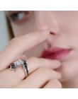 [Czarny AWN] Fine Jewelry 3.9 Gram 100% oryginalna 925 Sterling Silver wiersz czarny kamień pierścionki zaręczynowe dla kobiet B
