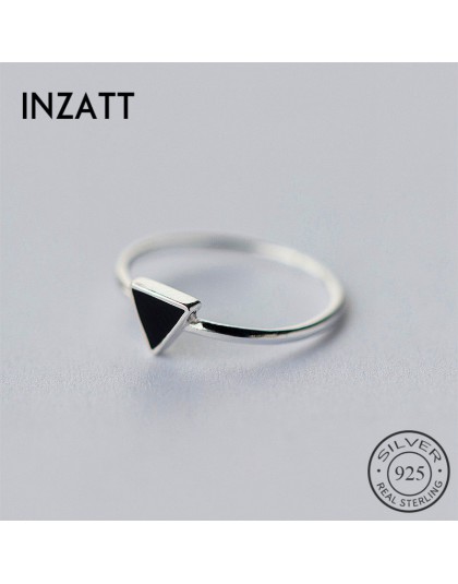 INZATT prawdziwe 925 Sterling srebrny geometryczny czarna emalia trójkąt OL regulowany pierścień minimalistyczny Fine Jewelry dl