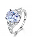 Biżuteria damska 925 srebro pierścionki białe różowe światło niebieski Champagne cyrkon owalny obrączka
