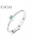 CZCITY oryginalna 925 Sterling Silver VVS zielony Topaz obrączki dla kobiet minimalistyczny cienki koło klejnot pierścionki biżu