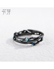 Thaya CZ droga mleczna czarne pierścienie niebieski jasny cyrkonia pierścionki biżuteria ze srebra próby 925 dla kobiet Lover Vi
