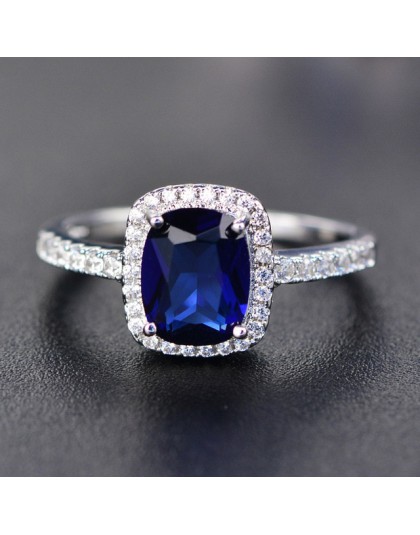 Modny akwamarynowy pierścionek z ametystem 925 srebrny pierścionek z kamieniami szlachetnymi naturalny dla biżuterii niebieski s