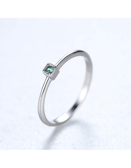 CZCITY oryginalna 925 Sterling Silver VVS zielony Topaz obrączki dla kobiet minimalistyczny cienki koło klejnot pierścionki biżu