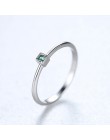 CZCITY oryginalna 925 Sterling Silver VVS zielony Topaz obrączki dla kobiet minimalistyczny cienki koło klejnot pierścionki biżu