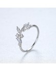 CZCITY koreański 925 srebro Handmade liść oliwny pierścionki dla kobiet wykwintne CZ kamień regulowany otwarty pierścień srebro 
