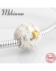 Wzrost jakości 925 Sterling srebrno-biały emalia złote serce drobne koraliki Fit oryginalny Pandora Charm bransoletki DIY tworze