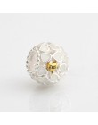 Wzrost jakości 925 Sterling srebrno-biały emalia złote serce drobne koraliki Fit oryginalny Pandora Charm bransoletki DIY tworze