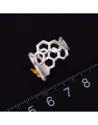 Lotus zabawy prawdziwe 925 Sterling Silver 18K złota pszczoła pierścienie naturalne projektant biżuterii domu straży Honeycomb o