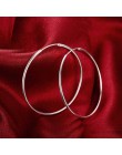 100% 925 srebro kolczyki w kształcie obręczy dla kobiet 50mm 60mm okrągłe koło pętli proste kobieta srebrne kolczyki koła