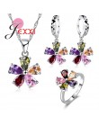 Moda kobieta prezent na boże narodzenie wysokiej jakości 925 Sterling Silver Jewelry Sets Multicolor kryształowy naszyjnik + kol