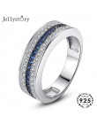 Jellystory 925 srebrny pierścionek z okrągłym szafirowym kamień cyrkonowy Fine Jewelry Ring dla kobiet Wedding Party Gift wholes