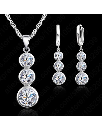 Kobiety Fine Jewelry 925 srebro zestawy kryształowej biżuterii na ślub wisiorki naszyjniki zestaw kolczyków akcesoria