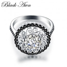 Kwiat 925 srebro Fine Jewelry Trendy pierścionek zaręczynowy Femme dla kobiet obrączki Anillos De Plata 925 De Ley C046