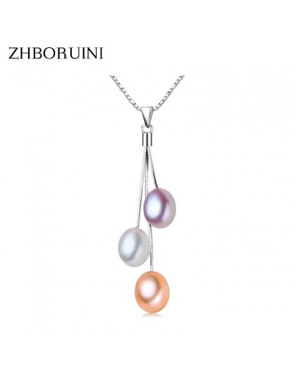 ZHBORUINI 2019 moda naszyjnik z pereł perła biżuteria wielokolorowy wisior z naturalną perłą 925 Sterling Silver biżuteria dla k