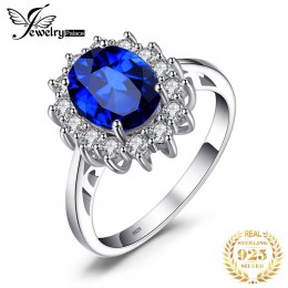JewelryPalace utworzono niebieski szafir pierścień księżniczka korona Halo obrączki zaręczynowe 925 srebro pierścionki dla kobie