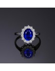JewelryPalace utworzono niebieski szafir pierścień księżniczka korona Halo obrączki zaręczynowe 925 srebro pierścionki dla kobie