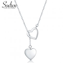 Sodrov 925 srebro naszyjnik wisiorek dla kobiet podwójne serce wysokiej jakości grzywny srebro 925 biżuteria