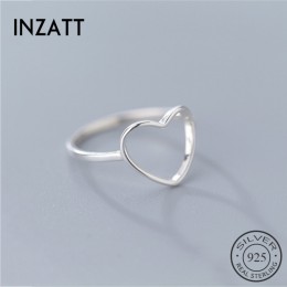 INZATT oryginalna 925 Sterling Silver minimalistyczny pierścień dla kobiet Wedding Hollow serce biżuteria śliczny prezent na wal