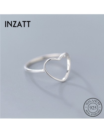 INZATT oryginalna 925 Sterling Silver minimalistyczny pierścień dla kobiet Wedding Hollow serce biżuteria śliczny prezent na wal