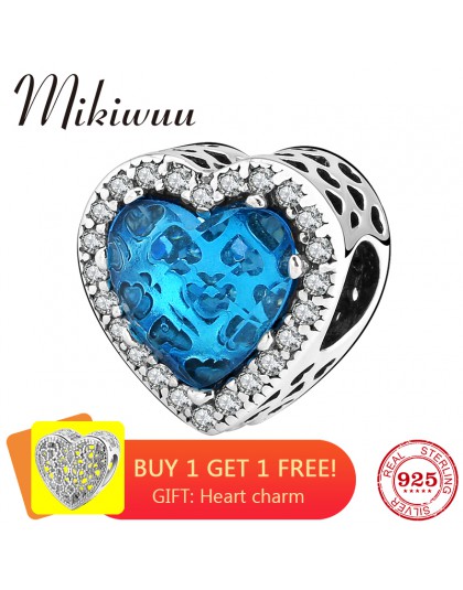 Nowy 925 Sterling Silver Heart shape niebieskie z cyrkonią diy koraliki damskie akcesoria tworzenia biżuterii fit oryginalny Pan