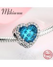 Nowy 925 Sterling Silver Heart shape niebieskie z cyrkonią diy koraliki damskie akcesoria tworzenia biżuterii fit oryginalny Pan