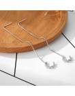 DAIWUJAN 1 Pairs 925 Sterling Silver klips do ucha długie Tassel kolczyki dla kobiet cyrkon ucha nausznica linia uszna biżuteria