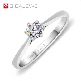 GIGAJEWE 0.3ct 4mm okrągły Cut EF VVS1 Moissanite 925 srebrny pierścień diamentowy Test przeszedł moda żeton z motywem miłosnym 