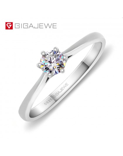 GIGAJEWE 0.3ct 4mm okrągły Cut EF VVS1 Moissanite 925 srebrny pierścień diamentowy Test przeszedł moda żeton z motywem miłosnym 