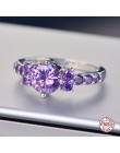 Trendy kamienie szlachetne srebro 925 biżuteria akwamaryn pierścień dla kobiet srebrny pierścień ametyst niebieski szafir pierśc