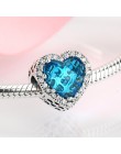 Nowy 925 Sterling Silver Heart shape niebieskie z cyrkonią diy koraliki damskie akcesoria tworzenia biżuterii fit oryginalny Pan